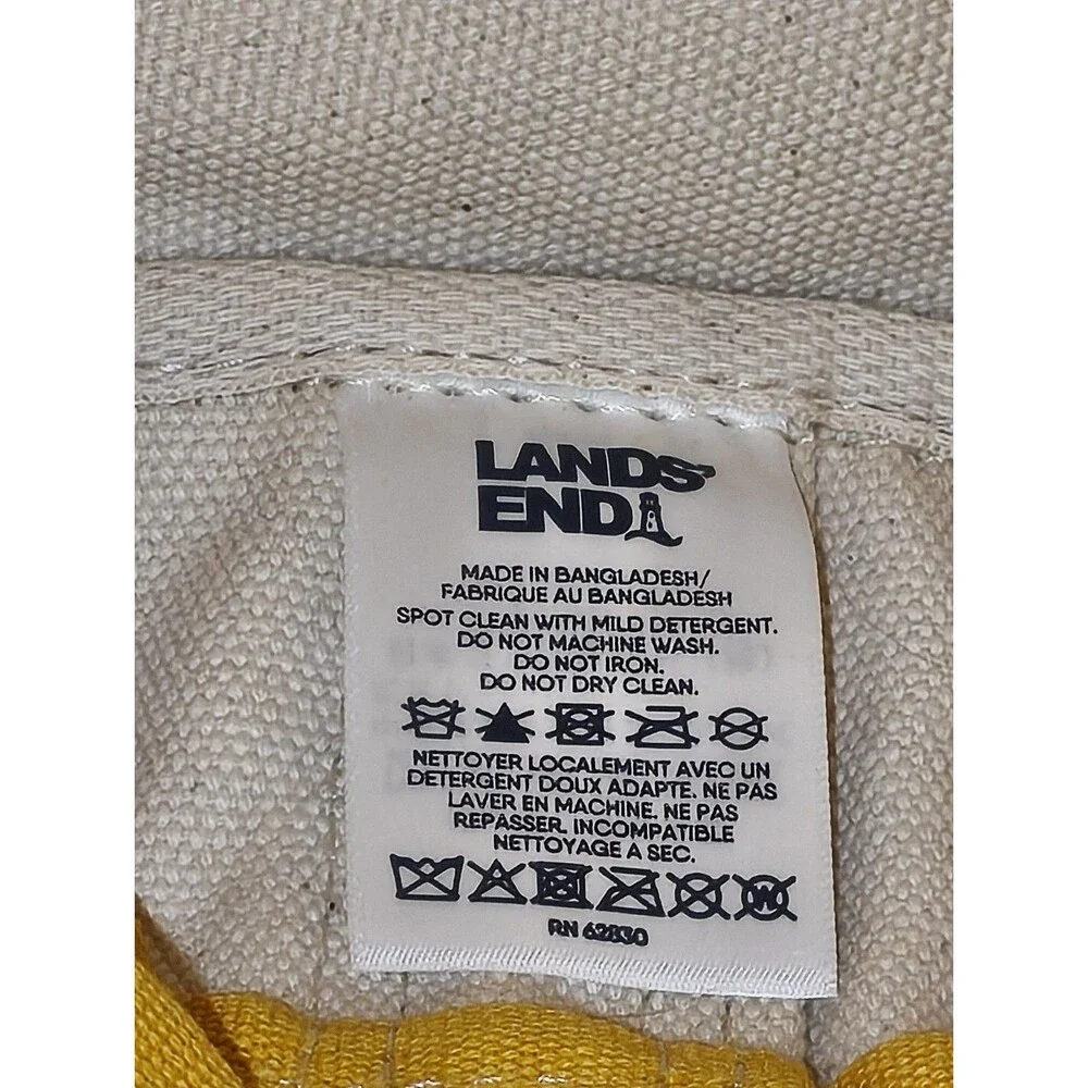 Lands End Canvas Tote Bag Large Yellow Monogram B Heavy duty Beach Boat Bag